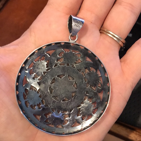 QVC Artisan Crafted Sterling Silver 925 Round Floral Nature Beaded Pendant - Picture 2 of 5